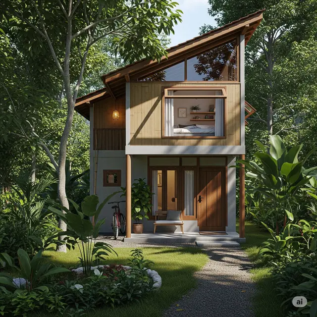 Rumah 2 Lantai 5x7 Meter dengan Loteng