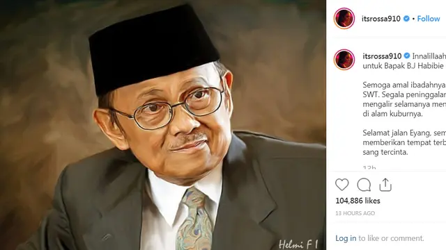 Duka Rossa untuk kepergian BJ Habibie (Liputan6.com/ IG/ https://www.instagram.com/p/B2RQNGhFE9P/)