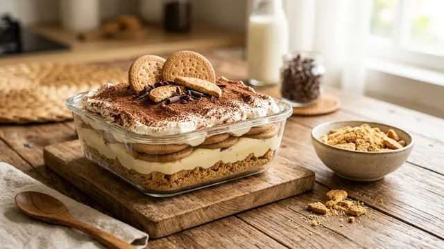 Resep Dessert Biskuit Regal Tanpa Oven (AI Generated)