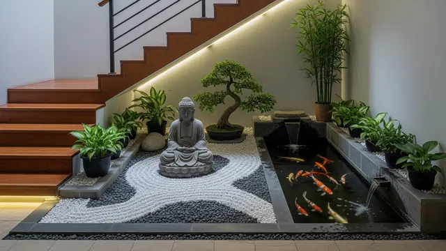 Desain Taman dalam Rumah di Bawah Tangga/ Ilustrasi AI