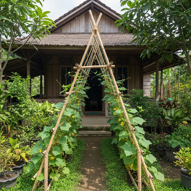 9 Inspirasi Pagar Bambu untuk Tanaman Timun Rambat di Desa, Estetik dan Fungsional