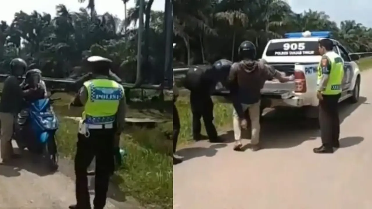 Pemotor bonceng tiga di Jambi yang jadi viral (@satlantas_tanjabtimur)