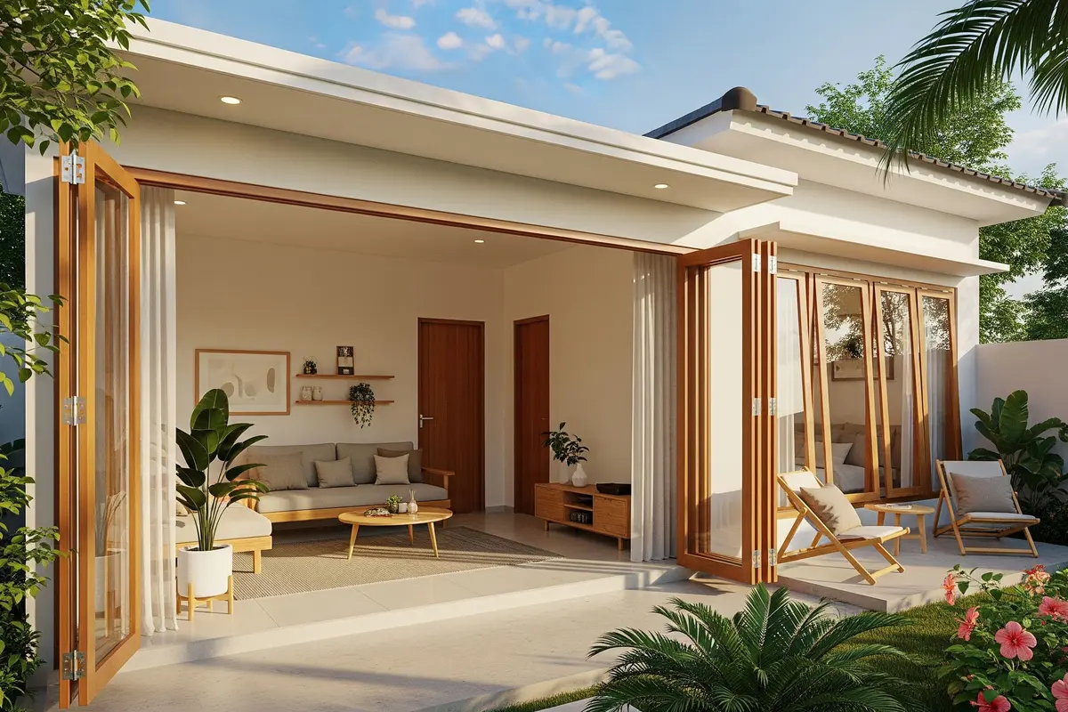 Model Rumah Kecil Tapi Terasa Luas dengan Pintu Kaca Lipat