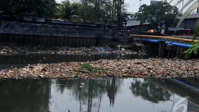 Tumpukan Sampah Penuhi Aliran Kali BKB