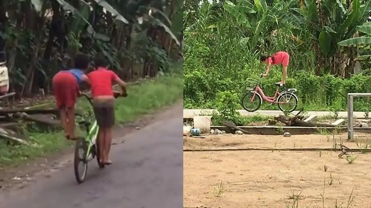6 Aksi Nyeleneh Bocah Naik Sepeda Ini Bikin Orang Tua Elus Dada