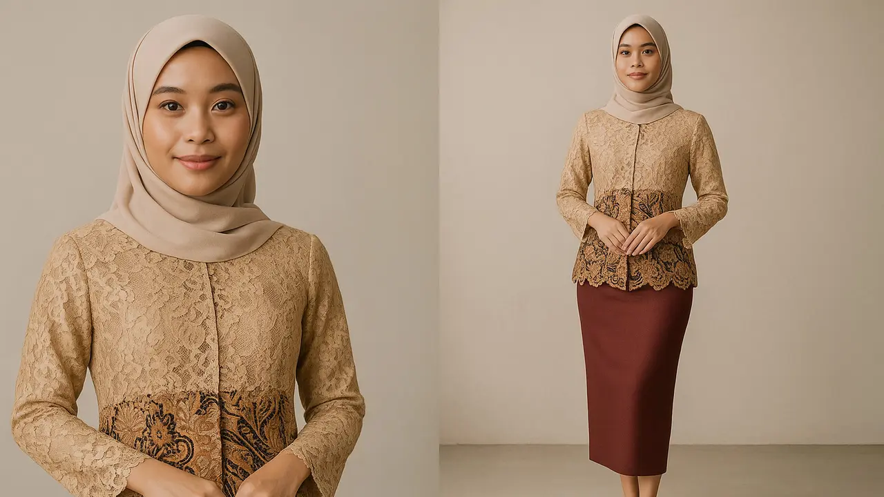 Tren Model Batik Brokat Kombinasi Rok Span Modern 2025/Ilustrasi AI