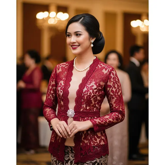Kebaya Encim dengan V-Neck