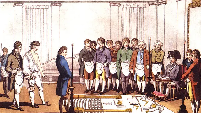 Inisiasi Freemasonry di Paris circa 1745 (Wikimedia Commons, Public Domain)