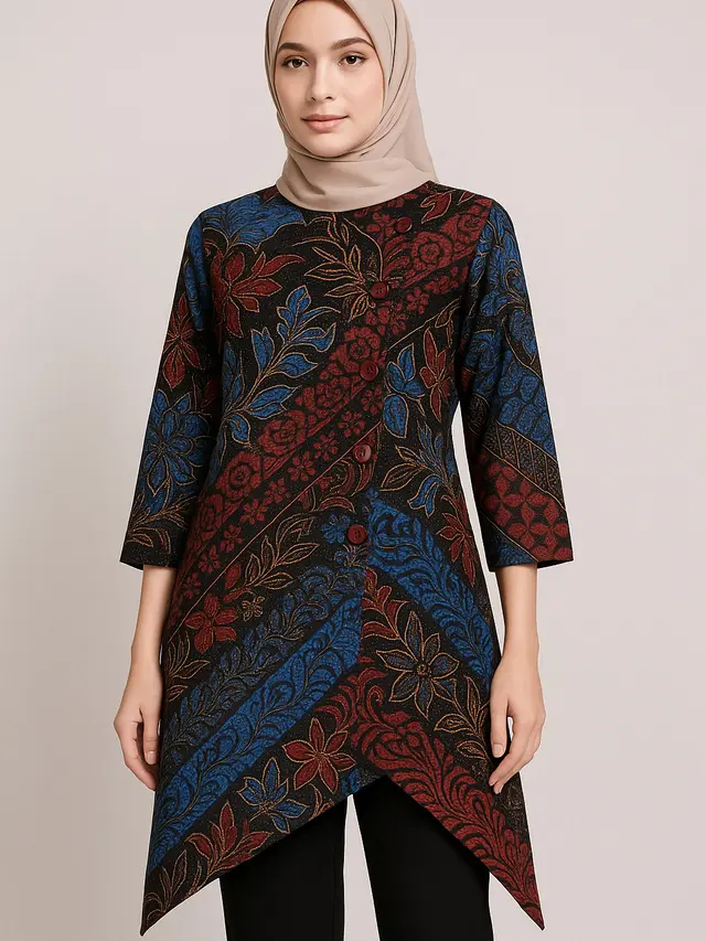 Model Tunik Batik Kancing Samping Terbaru 2025