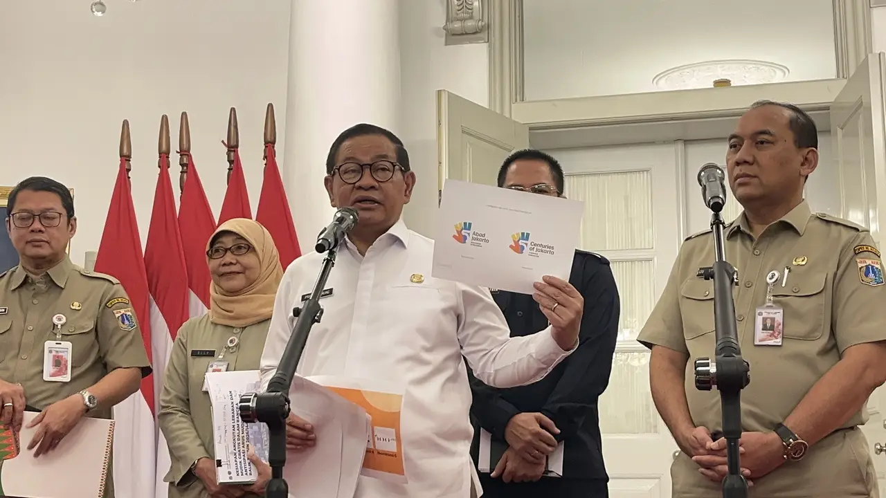 Gubernur DKI Jakarta Pramono Anung resmi meluncurkan logo resmi untuk peringatan 5 abad Jakarta yang puncaknya akan berlangsung pada 22 Juni 2027. (Liputan6/Winda Nelfira)