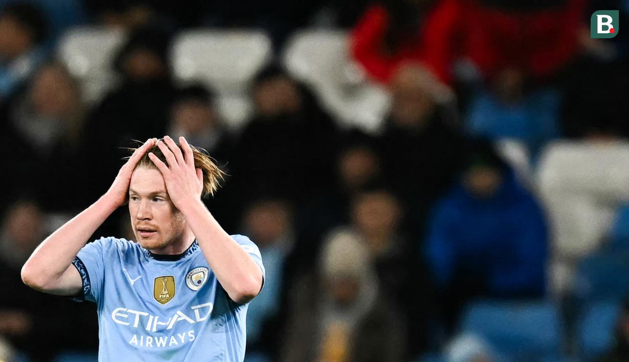 Manchester City menelan kekalahan telak dari Tottenham Hotspur pada laga pekan ke-11 Premier League musim ini, Minggu (24/11/2024) dini hari WIB. (AFP/Paul Ellis)