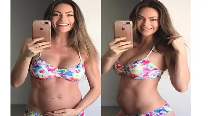 Emily bangga memamerkan foto selulitnya saat hamil. (Foto: Instagram Emily Skye)