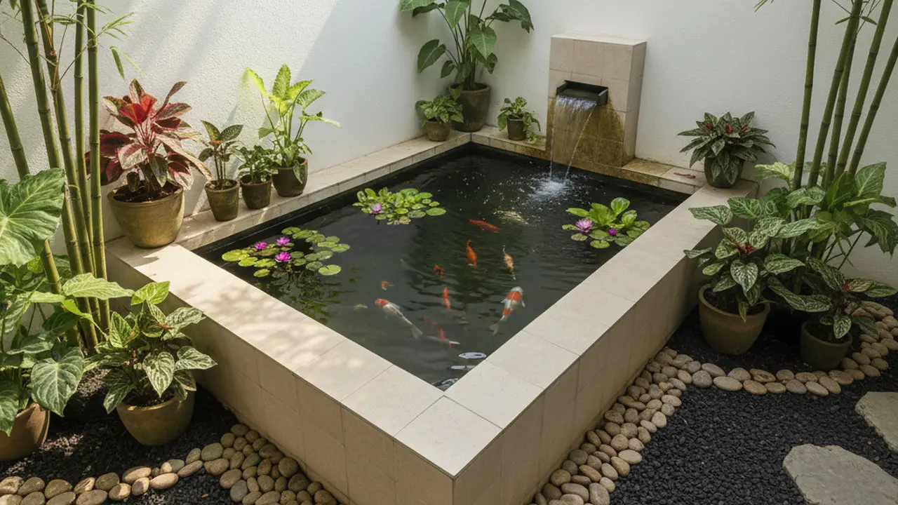Desain Kolam Ikan Keramik Minimalis