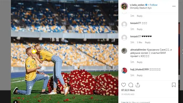 Lamaran Oleksandr Zinchenko diterima oleh presenter cantik, Vlada Sedan