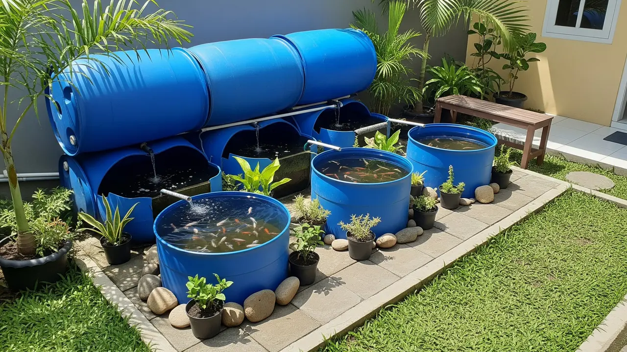 Model Halaman Belakang Rumah Kecil dengan Kolam Ikan Lele atau Nila untuk Konsumsi/ Ilustrasi AI