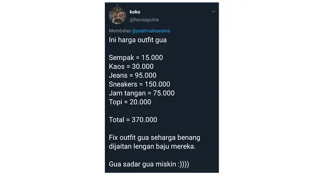 Outfit ala Sobat Miskin Twitter