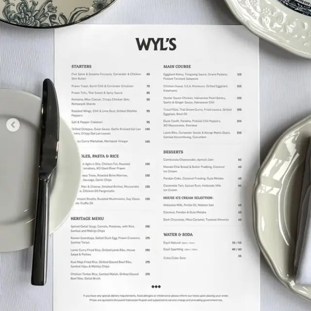 Wyl’s Jakarta Luncurkan Menu Baru yang Mengangkat Warisan Kuliner Asia Tenggara dengan Sentuhan Modern.  foto: istimewa