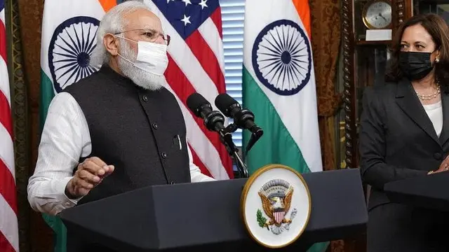 Wakil Presiden Kamala Harris bertemu dengan Perdana Menteri India Narendra Modi, Kamis, 23 September 2021. (Foto: AP)