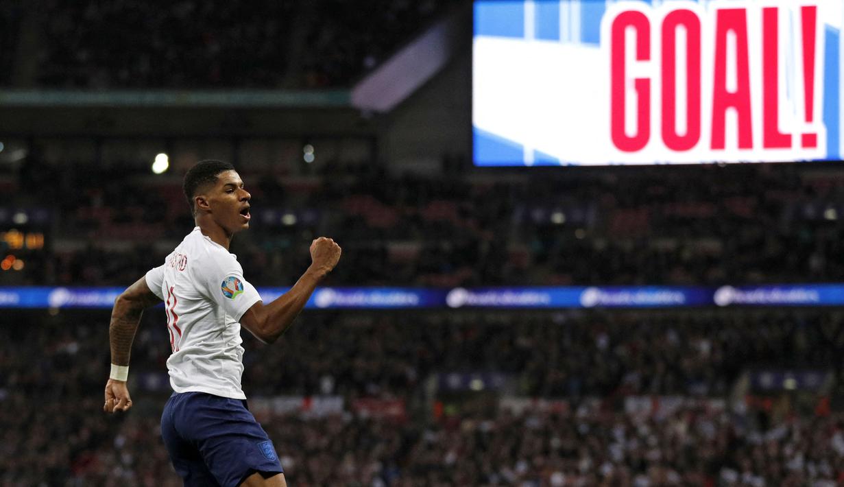 Marcus Rashford - Penampilannya yang cukup produktif dengan Setan Merah musim ini, membuat Rashford dipercaya mengisi lini serang Timnas asuhan Southgate. Musim ini ia berhasil membukukan 21 gol dan 15 assit dari 57 pertandingan di semua kompetisi. (Foto: AFP/Adrian Dennis)