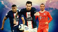 Liga Champions - Kylian Mbappe, Lionel Messi, Leroy Sane (Bola.com/Adreanus Titus)
