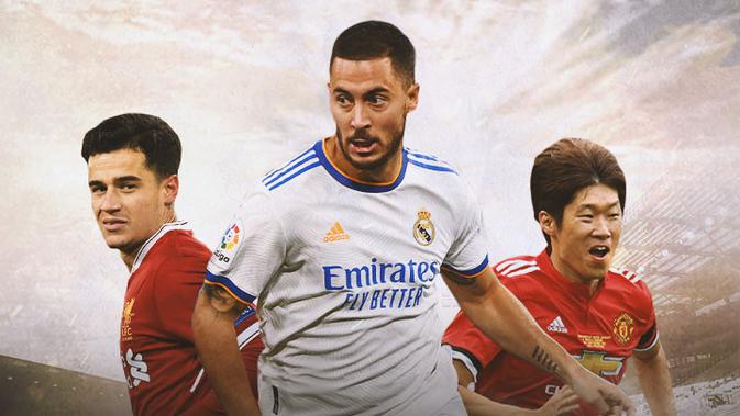 <p>Ilustrasi - Park Ji Sung - MU, Coutinho - Liverpool, Eden Hazard - Real Madrid (Bola.com/Adreanus Titus)</p>