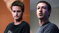 CEO Snapchat Evan Spiegel dan CEO Facebook Mark Zuckerberg.
