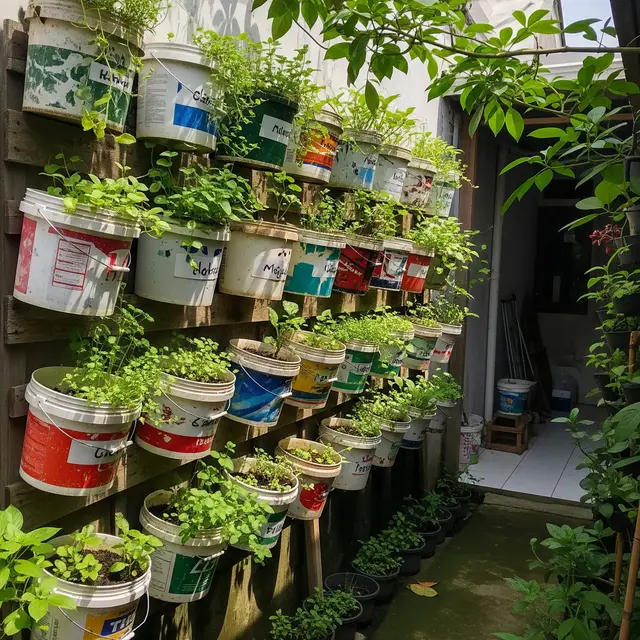 9 Cara Buat Kebun Vertikal Murah dari Ember Cat Bekas untuk Pemula, Hemat Lahan