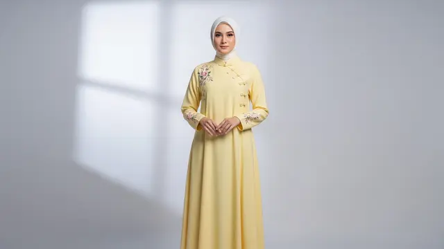 Gamis Cheongsam Kerah Shanghai untuk Perempuan