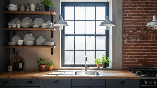 Desain Industrial dengan Jendela Casement Besar