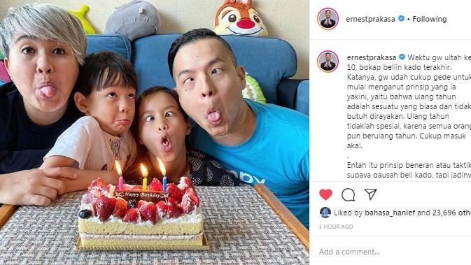 Unggahan Ernest Prakasa. (Foto: Dok. Instagram @ernestprakasa)