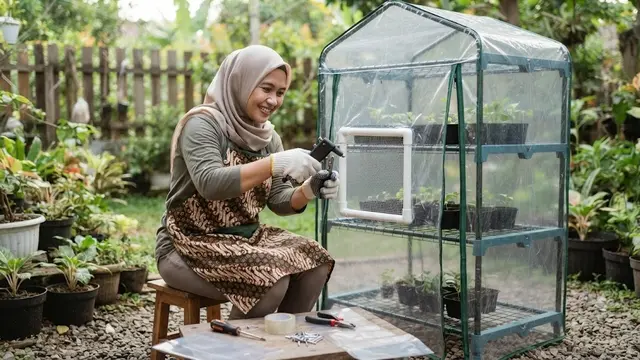 Pemasangan Ventilasi dan Penyempurnaan Greenhouse (AI Generated)