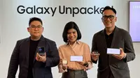 Product Marketing Manager Samsung Mobile Experience, Samsung Electronics Indonesia, Verry Octavianus, saat memperkenalkan Galaxy Z Fold 6 dan Galaxy Z Flip 6 di Jakarta. (Liputan6.com/ Yuslianson)