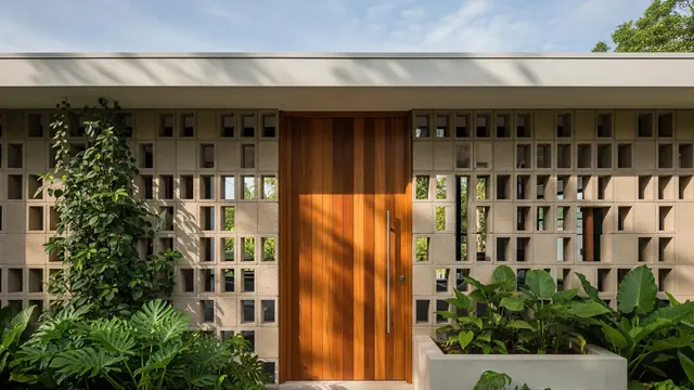 Tampak Depan Rumah Roster dan Kayu (Image by Gemini AI)