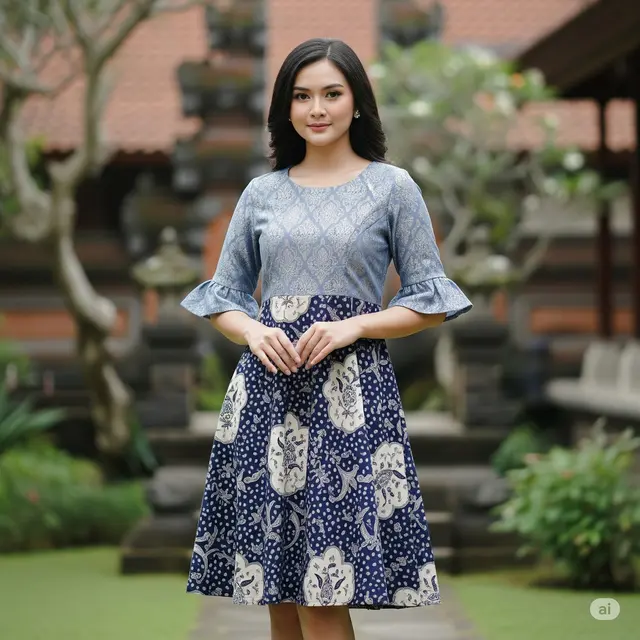 Dress A-line Lengan Ruffle