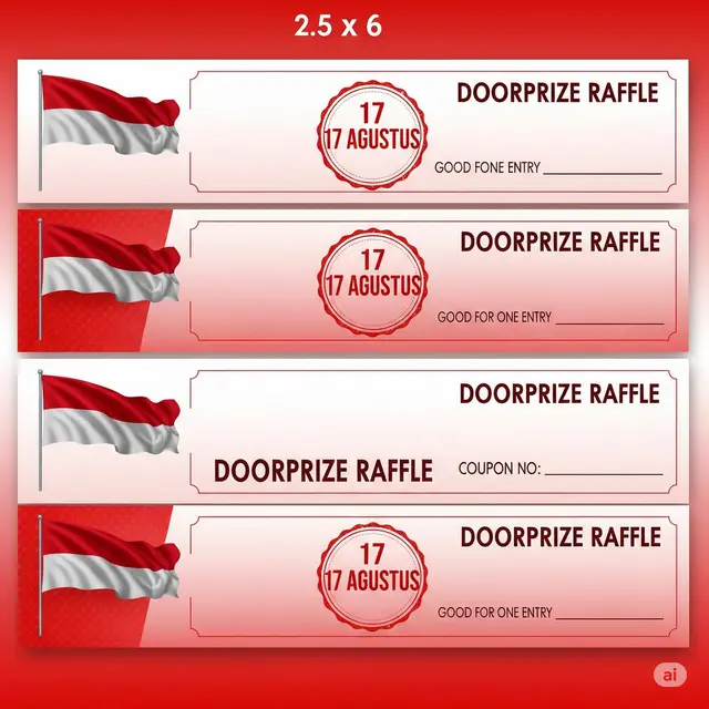 Desain kupon doorprize berhadiah acara 17 Agustus (Image by GeminiAI)