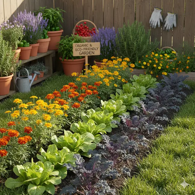 Sistem Companion Planting/Kebun Rumah Campuran Tanaman Hias dan Sayur (Foto: AI)