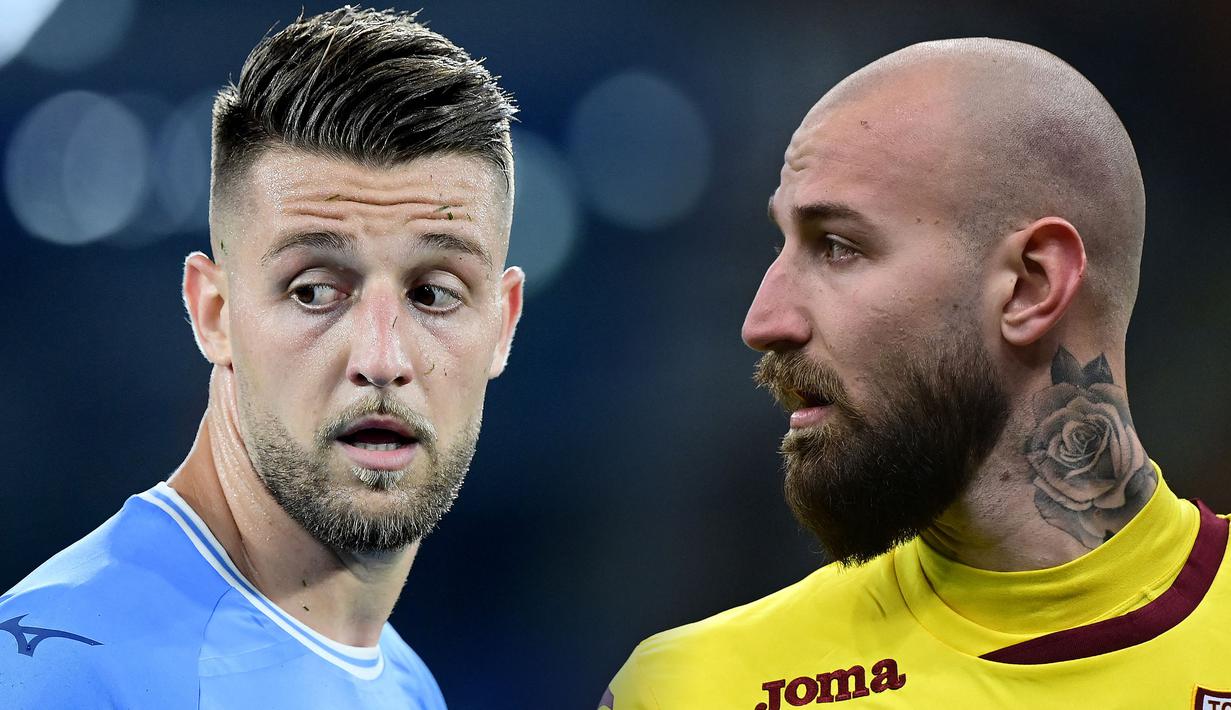 Timnas Serbia telah memanggil para pemain terbaiknya untuk mengarungi pergelaran besar Piala Dunia 2022 Qatar. Dari sekian banyak nama, ada kakak beradik, Sergej dan Vanja Milinkovic-Savic yang masuk dalam daftar skuad The Eagles. (Foto Kolase: AFP/Filippo Monteforte (kiri) dan AFP/Miguel Medina)