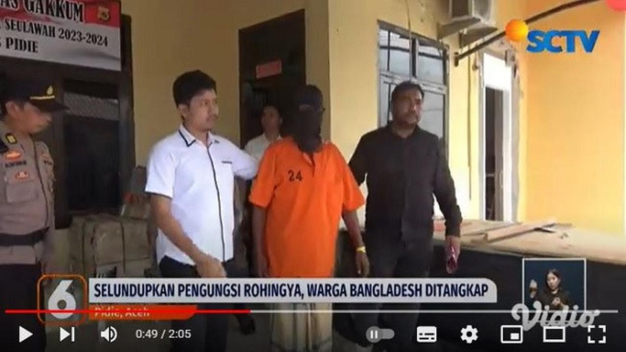 WN Bangladesh ditangkap polisi lantaran terlibat penyelundupan pengungsi Rohingya di Pidie, Aceh. (YouTube Liputan6)
