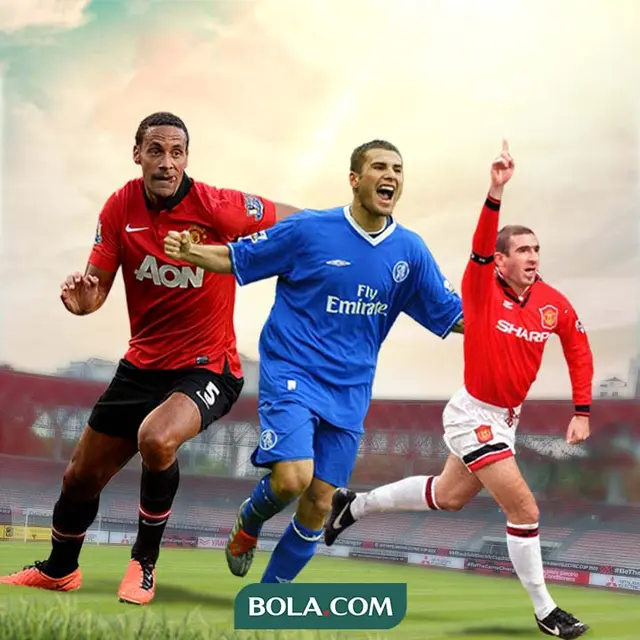 Ilustrasi - Rio Ferdinand, Adrian Mutu, Eric Cantona