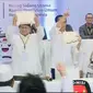 Pasangan capres dan cawapres Jokowi-Ma'ruf Amin dan Prabowo Subianto-Sandiaga Uno di KPU. (Liputan6.com)