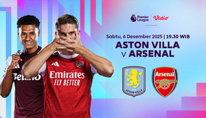 Saksikan Aston Villa vs Arsenal di Vidio. (dok.vidio.com)