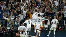Berkat kemenangan ini, Real Madrid berhak melenggang ke semifinal Liga Champions dengan keunggulan agregat 1-0. Di leg pertama, Madrid ditahan imbang 0-0 Atletico. (AP Photo/Andres Kudacki)