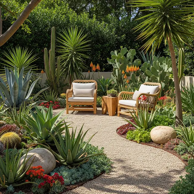 Inspirasi Xeriscape Bergaya Tropis (AI Generated)