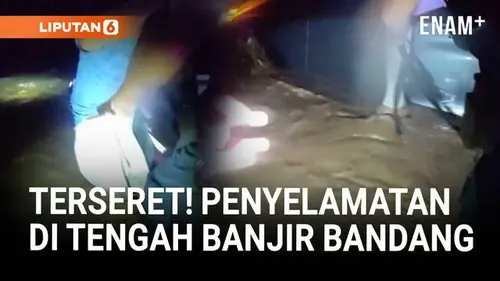 Detik-detik Polisi Selamatkan Pengendara dari Banjir Bandang