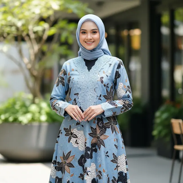 Gamis Batik Brokat Kekinian untuk Tren 2026 (Gemini AI)