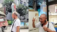 Seorang pria tua menunjukkan rasa cintanya pada istri dengan membawa infus di kepala ke manapun
