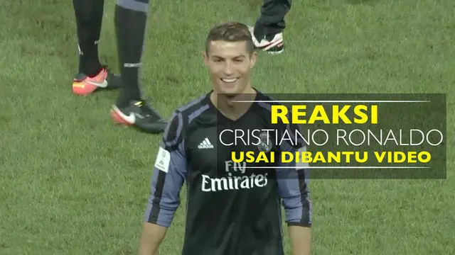 Video reaksi bintang Real Madrid, Cristiano Ronaldo, usai rekornya tercipta dengan bantuan video di Piala Dunia Antarklub 2016.
