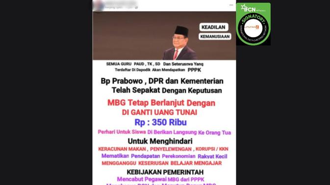 Cek Fakta: Tidak Benar MBG Diganti dengan Uang Tunai Rp 350.000