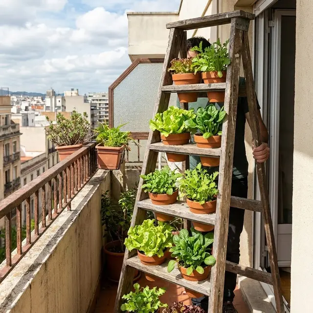 Kebun Sayur Mini Vertikal di Balkon Sempit