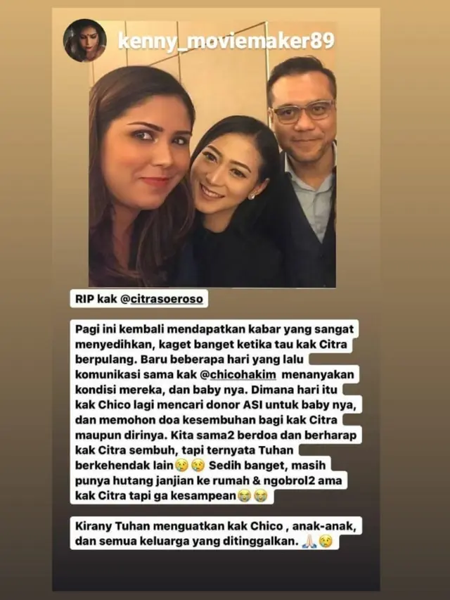 Citra Soeroso Istri Chico Hakim Meninggal Dunia, Ini 4 Faktanya